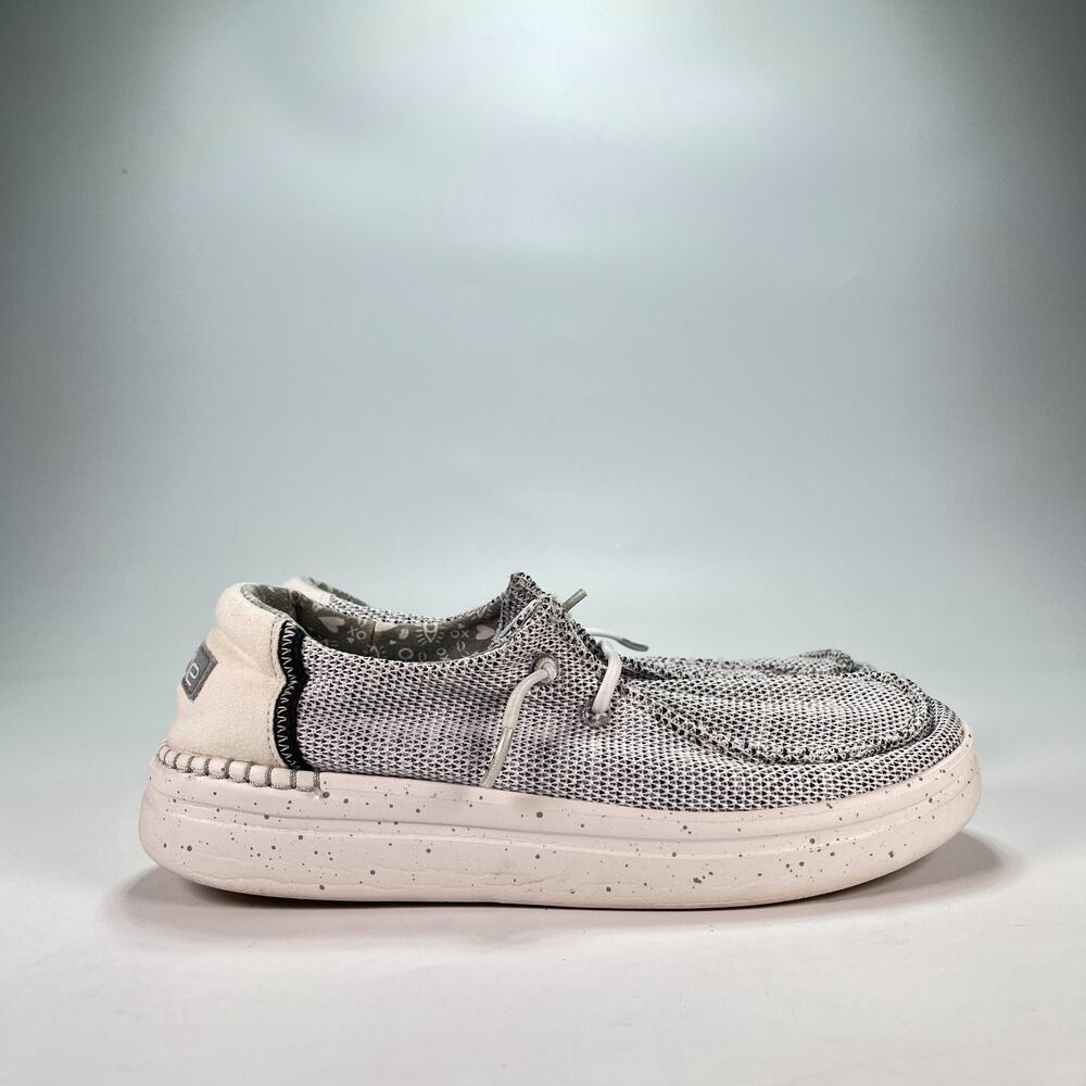 HEYDUDE Wendy Rise Sox Stone White Slip On Low Top Casual Shoes Women's Size 8